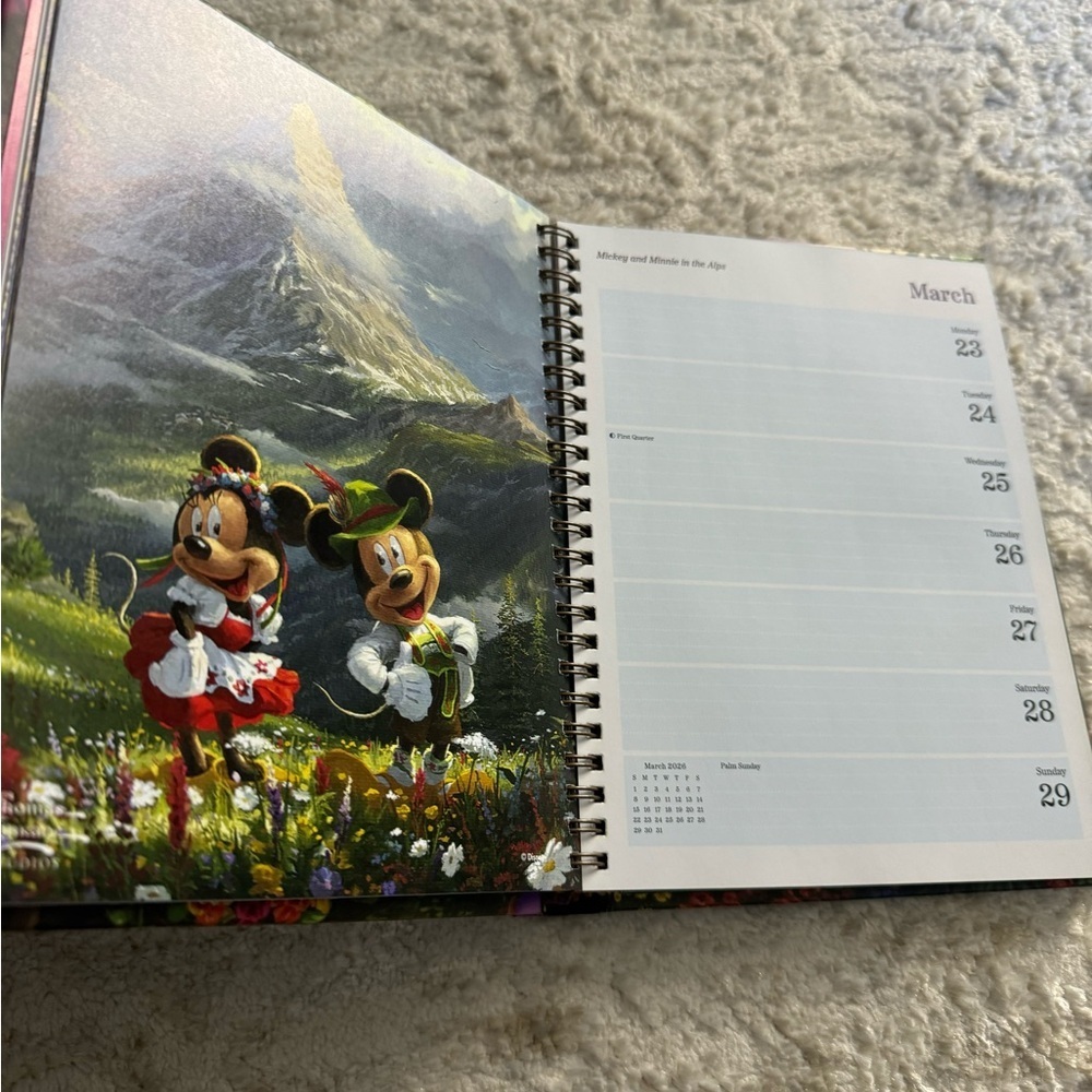 Disney 2026 Thomas kinkade Calendar - Enchanting Pink and Green Design - Picture 7 of 9
